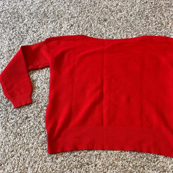 Vibrant Red Women's Sweater with Button Accents - Picture 10 of 12